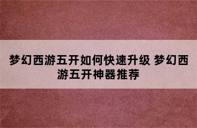 梦幻西游五开如何快速升级 梦幻西游五开神器推荐